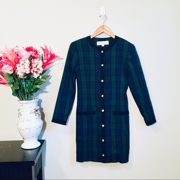 Sara Campbell Dresses & Skirts - SARA CAMPBELL VTG Green Plaid Shift Dress